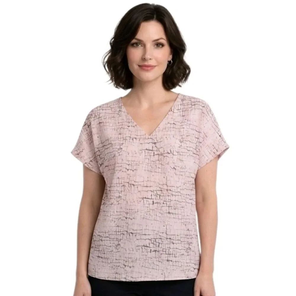 Hayden Los Angeles Blush Snakeskin Print V-neck Crossover Blouse Size S